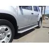 Пороги (защита порогов) с алюминиевой площадкой Ø51 мм Renault Duster 2012-20, Nissan Terrano 2014- цвет "Искра"