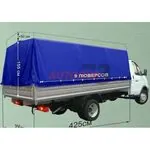 Тент на автомобили Газель 330202 Бизнес удлиненный синий двухсторонний