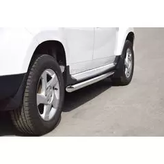 Пороги (защита порогов) вогнутая Ø63 мм нержавейка Renault Duster 2012-20, Nissan Terrano 2014-