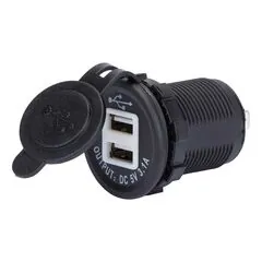 Розетка USB 3.1А круглая встраиваемая, 2 выхода с подсветкой d22 "RedBtr"