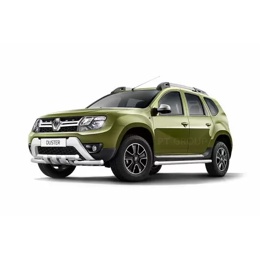 Защита переднего бампера двойная с зубьями Ø63/63 мм нержавейка Renault Duster 2016-, Nissan Terrano 2014-