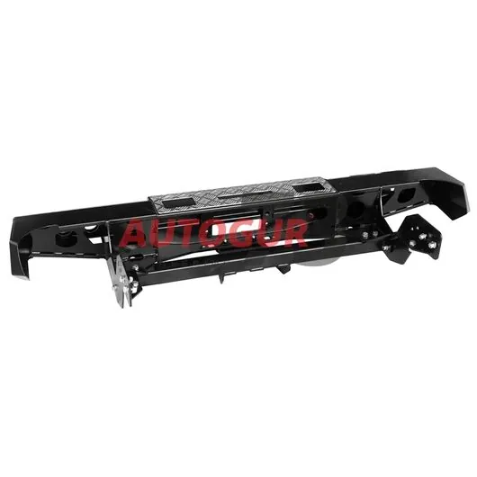 Бампер задний Mitsubishi L200 2005-2015 (1350 мм) с площадкой под лебедку, квадратом под фаркоп и фонарями RIFTRT-20135 "РиФ"