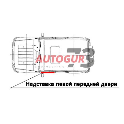 Надставка двери УАЗ 469, 3151 под тент без стекла (передняя левая/задняя правая) ОАО УАЗ