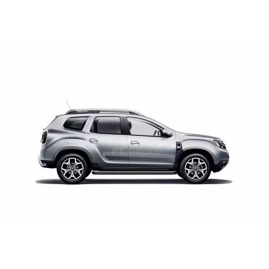 Пороги (защита порогов) с алюминиевой площадкой Ø51 мм Renault Duster 2021- цвет "Шагрень"