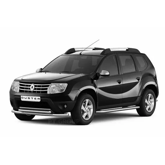 Пороги (защита порогов) с алюминиевой площадкой Ø51 мм Renault Duster 2012-20, Nissan Terrano 2014- нержавейка