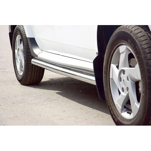 Пороги (защита порогов) вогнутая Ø63 мм нержавейка Renault Duster с 2012-2020 год, Nissan Terrano с 2014 года
