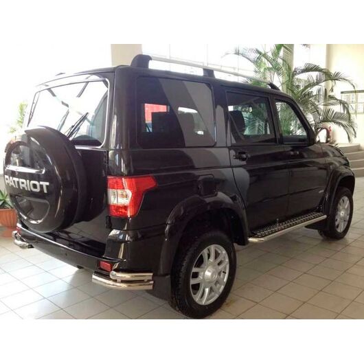 Защита УАЗ Патриот с 2015 года заднего бампера угловая сдвоенная труба d51 мм